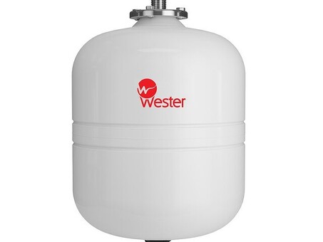 Бак расширительный WESTER WDV Premium объём 18л, DN 20, PN 12, для ГВС, гелиосистемы, вертикальный, резьбовое-НР, G-3/4'', без опор с контрфланецем из нержавеющей стали, белый, Россия