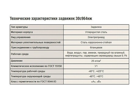 Задвижка стальная фланцевая 30с964нж, DN100 PN25 под привод тип ''А'' класс А, L=300мм, САЗ