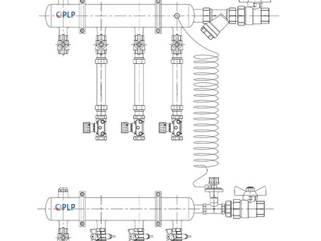 Узел коллекторный для отопления этажный с правым подключением на 3 выхода PLP УКЭО-П-25-АИ-А15-50СТ-100-3-15-Р15-ВП110-РВ-КД