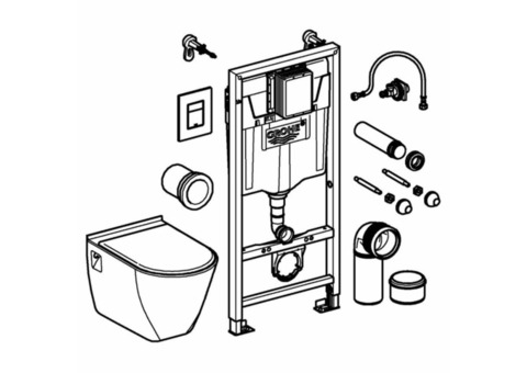 Характеристики инсталляция для унитаза GROHE Solido, с унитазом, (комплект из 2-х коробок) [39186000]