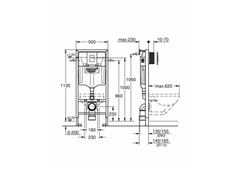 Характеристики инсталляция для унитаза GROHE Rapid SL [38772001]