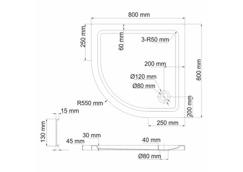 Характеристики поддон душевой WasserKraft Isen (26T00)