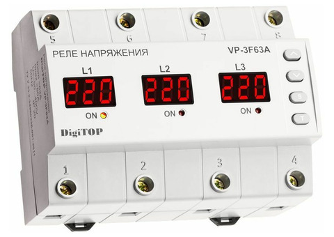 Характеристики реле напряжения DIGITOP Vp-3F63A, 3-фазное