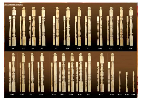 Изготовлю элементы лестницы из сосны, сорт А без сучков. (балясины, столбы, коло